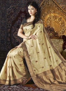 beautiful-beige-tussar-silk-saree