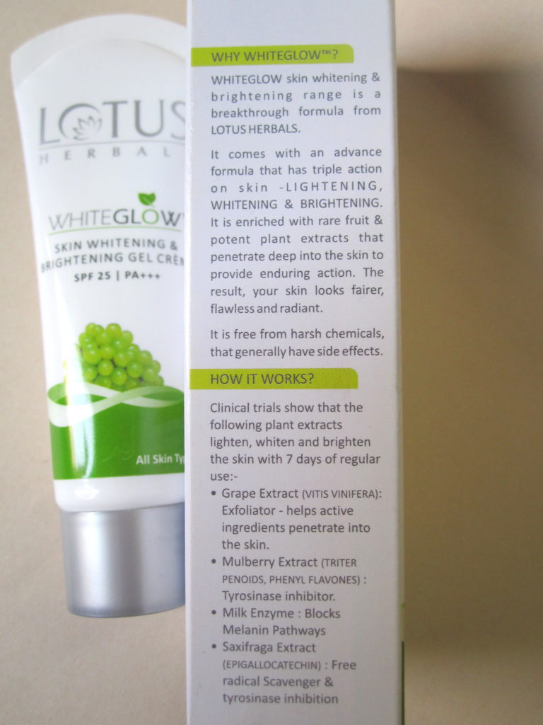 Lotus Herbal White Glow Skin Whitening and Brightening Gel Crème SPF-25