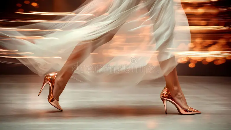 Woman walking confidently in heels thanks to plantar fasciitis inserts